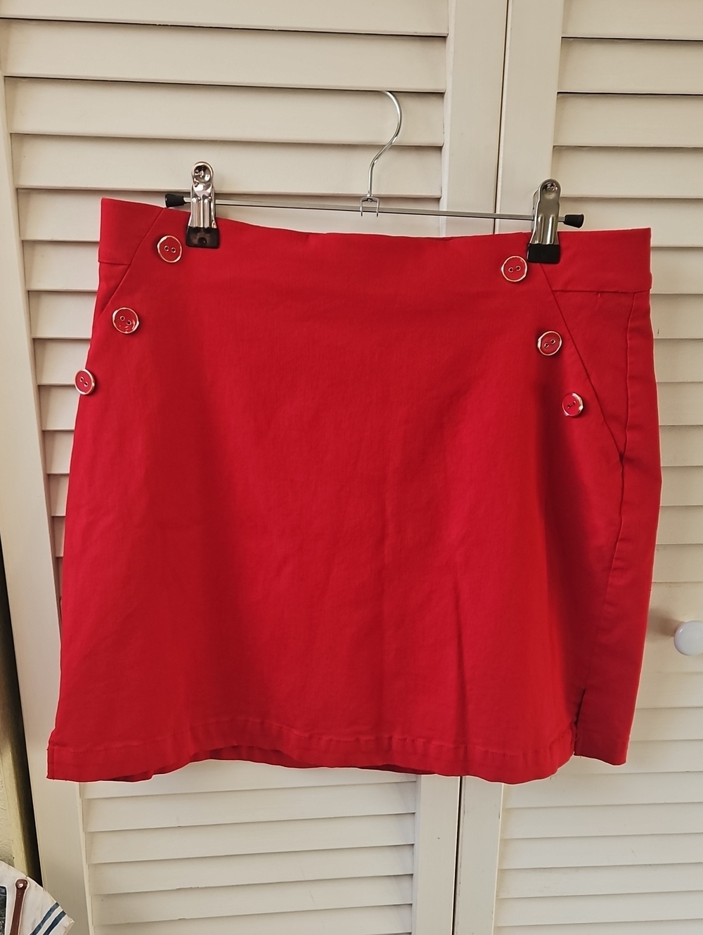 Rafaella Bright Red Button-Accent Mini Skirt